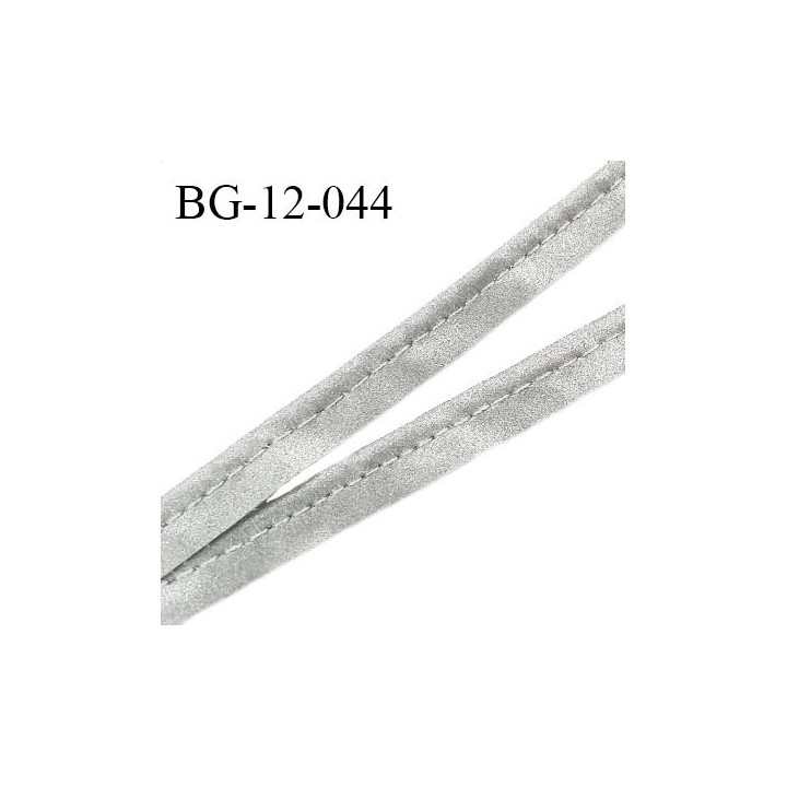 Passepoil 12 mm couleur argent brillant largeur 12 mm avec cordon intérieur largeur 3 mm prix au mètre