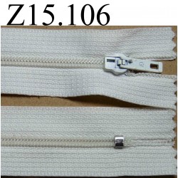 fermeture éclair blanche longueur 15 cm couleur blanc non séparable zip nylon largeur 2.5 cm