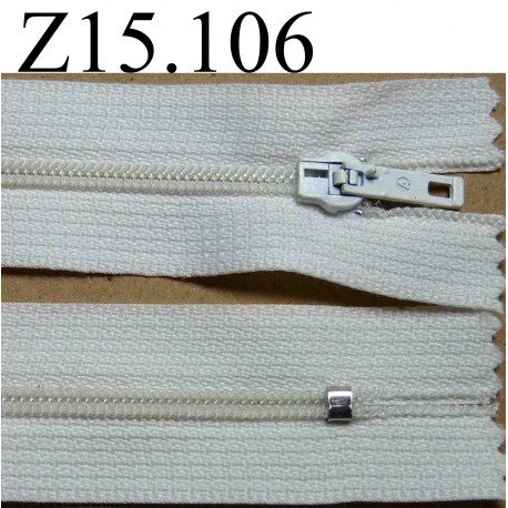 fermeture éclair blanche longueur 15 cm couleur blanc non séparable zip nylon largeur 2.5 cm