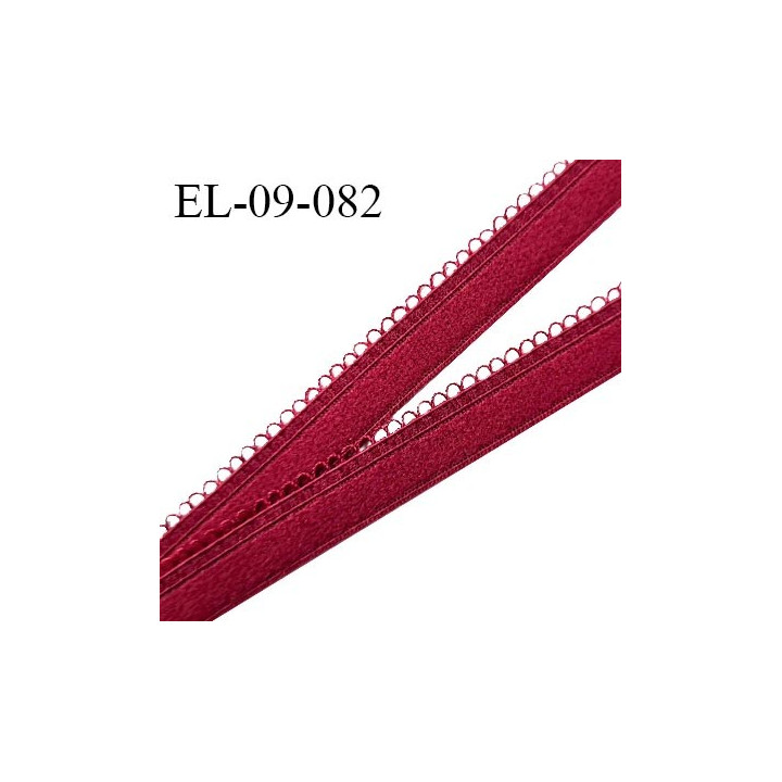 Elastique 9 mm bretelle et lingerie couleur bordeaux carmin largeur 9 mm haut de gamme Fabriqué en France prix au mètre