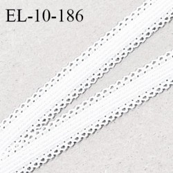 Elastique 10 mm lingerie haut de gamme couleur blanc largeur 10 mm + 2 mm de picots de chaque côté prix au mètre