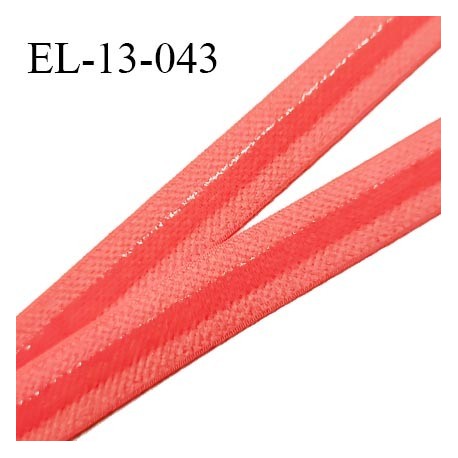 Elastique 13 mm anti-glisse haut de gamme couleur corail rose d'été fabriqué en France prix au mètre