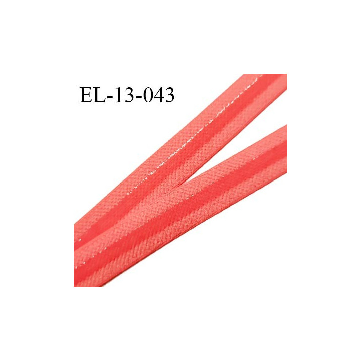 Elastique 13 mm anti-glisse haut de gamme couleur corail rose d'été fabriqué en France prix au mètre