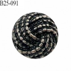 Bouton 25 mm couleur noir et acier accroche avec un anneau diamètre 25 mm épaisseur 5.5 mm prix à l'unité
