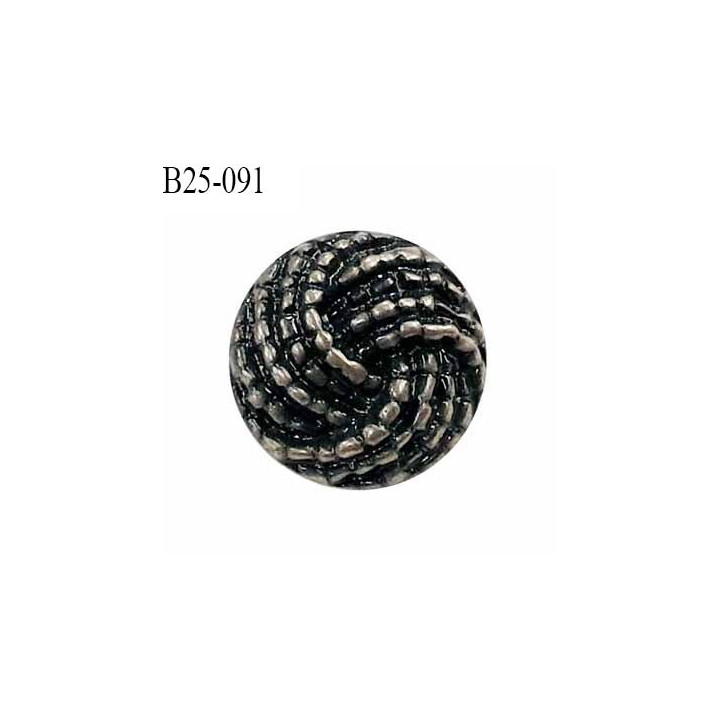 Bouton 25 mm couleur noir et acier accroche avec un anneau diamètre 25 mm épaisseur 5.5 mm prix à l'unité