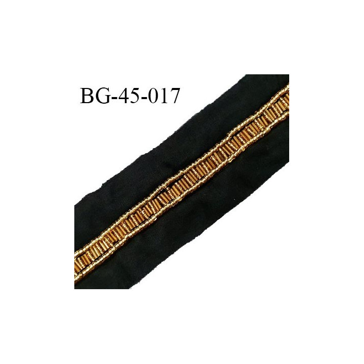 Galon ruban 45 mm perles couleur doré sur tissu noir largeur 45 mm prix au mètre