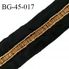 Galon ruban 45 mm perles couleur doré sur tissu noir largeur 45 mm prix au mètre