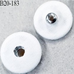 Bouton pression 19 mm métal et recouvert de tissus polycoton couleur blanc diamètre 19 mm ensemble de 2 pièces par bouton