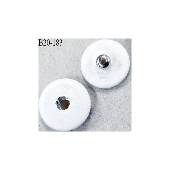 Bouton pression 19 mm métal et recouvert de tissus polycoton couleur blanc diamètre 19 mm ensemble de 2 pièces par bouton