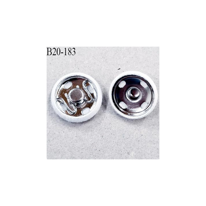 Bouton pression 19 mm métal et recouvert de tissus polycoton couleur blanc diamètre 19 mm ensemble de 2 pièces par bouton