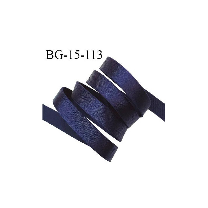 Devant bretelle 15 mm en polyamide attache bretelle rigide pour anneaux couleur bleu nuit brillant haut de gamme prix au mètre