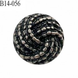 Bouton 14 mm couleur noir et acier accroche avec un anneau diamètre 14 mm épaisseur 5.5 mm prix à l'unité