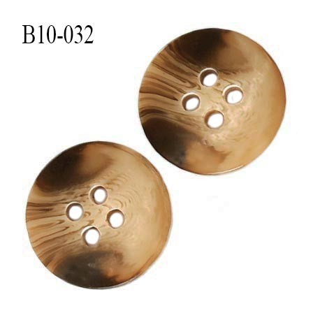 Bouton 10 mm couleur marbré beige et marron 4 trous diamètre 10 mm épaisseur 2 mm prix à l'unité