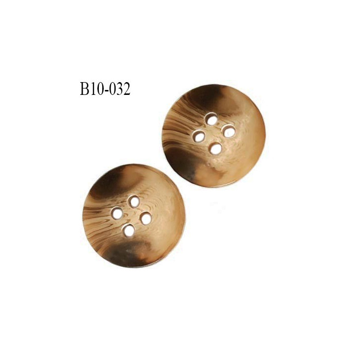 Bouton 10 mm couleur marbré beige et marron 4 trous diamètre 10 mm épaisseur 2 mm prix à l'unité