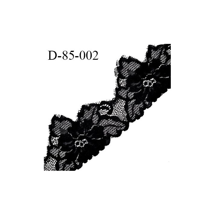 Dentelle 85 mm en lycra extensible couleur noir largeur 85 mm prix au mètre
