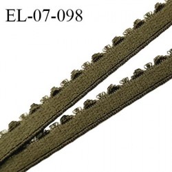 Elastique 7 mm picot bretelle et lingerie couleur kaki largeur 7 mm haut de gamme Fabriqué en France prix au mètre