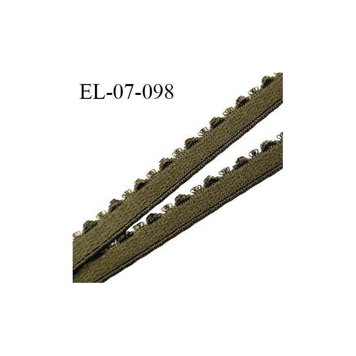 Elastique 7 mm picot bretelle et lingerie couleur kaki largeur 7 mm haut de gamme Fabriqué en France prix au mètre