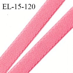 Elastique lingerie 15 mm haut de gamme couleur rose corail une face style velours fabriqué en France prix au mètre