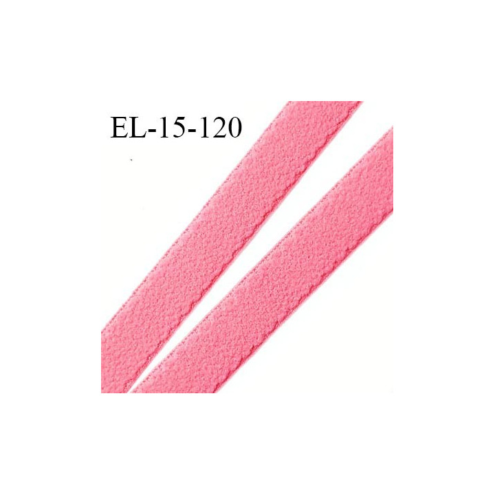 Elastique lingerie 15 mm haut de gamme couleur rose corail une face style velours fabriqué en France prix au mètre