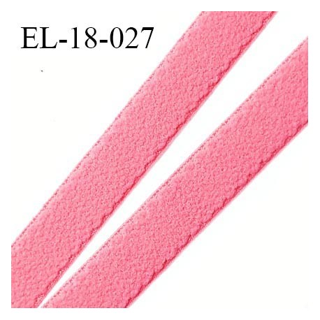 Elastique lingerie 18 mm haut de gamme couleur rose corail une face style velours fabriqué en France prix au mètre