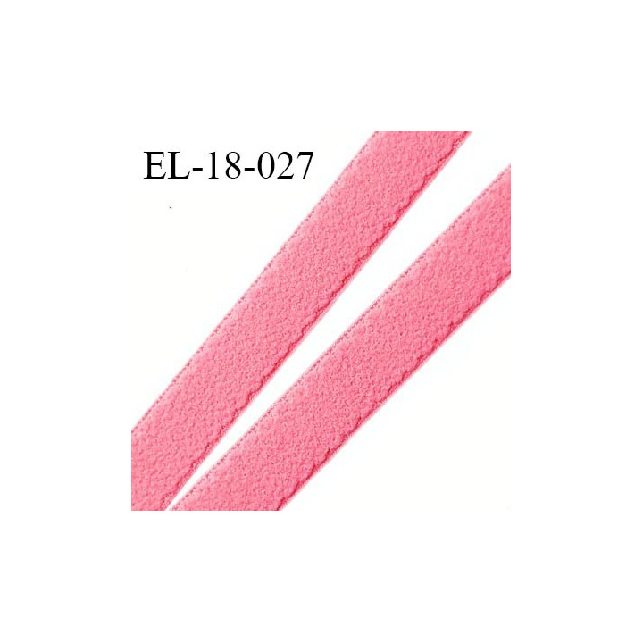 Elastique lingerie 18 mm haut de gamme couleur rose corail une face style velours fabriqué en France prix au mètre