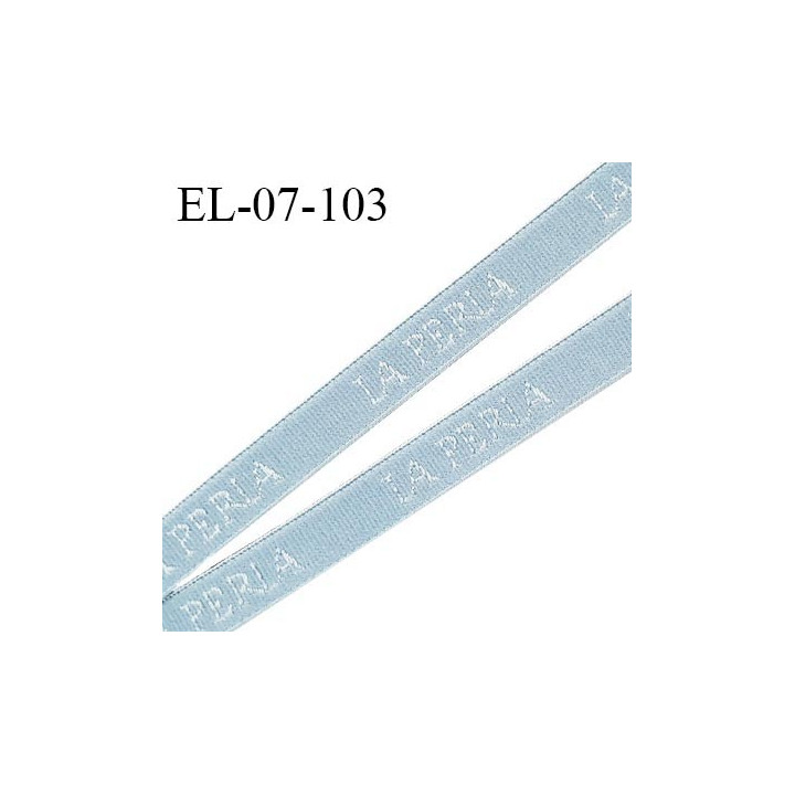 Elastique lingerie 07 mm très haut de gamme élastique souple couleur bleu inscription La Perla largeur 07 mm prix au mètre