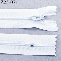 Fermeture 25 cm zip à glissière couleur blanc non séparable longueur 25 cm largeur 2.5 cm  glissière nylon largeur 4 mm