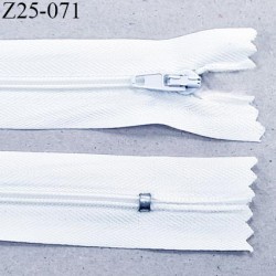 Fermeture 25 cm zip à glissière couleur blanc non séparable longueur 25 cm largeur 2.5 cm glissière nylon largeur 4 mm