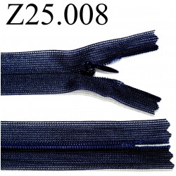 fermeture zip à glissière invisible longueur 25 cm couleur bleu non séparable zip nylon largeur 2,3 cm