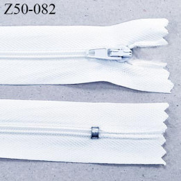 Fermeture 50 cm zip à glissière couleur blanc non séparable longueur 50 cm largeur 2.5 cm  glissière nylon largeur 4 mm