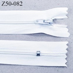 Fermeture 50 cm zip à glissière couleur blanc non séparable longueur 50 cm largeur 2.5 cm glissière nylon largeur 4 mm