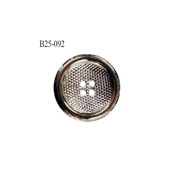 Bouton 25 mm en pvc 4 trous couleur chrome diamètre 25 mm épaisseur 5.5 mm prix à l'unité