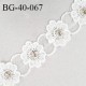 Galon dentelle 40 mm fleurs brodées sur tulle couleur naturel largeur 40 mm prix au mètre