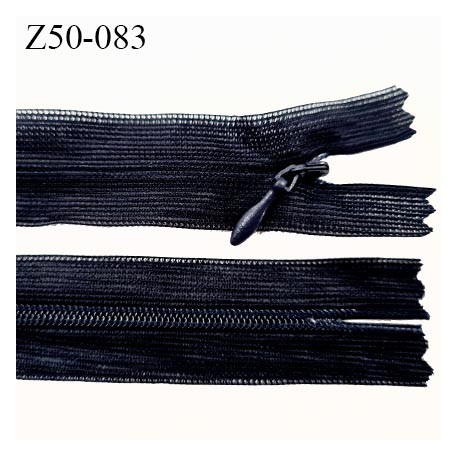 Fermeture zip à glissière invisible longueur 50 cm couleur bleu foncé non séparable largeur 2 cm glissière nylon largeur 4 mm