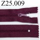 fermeture éclair longueur 25 cm couleur prune non séparable zip nylon largeur 2,5 cm