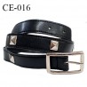 Ceinture 85 cm imitation cuir couleur noir avec boucle et 9 clous espacés de 5 cm prix à l'unité