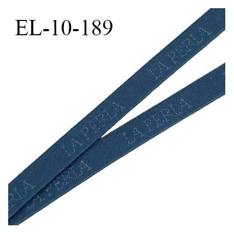 Elastique lingerie 10 mm très haut de gamme élastique souple couleur bleu canard inscription La Perla prix au mètre