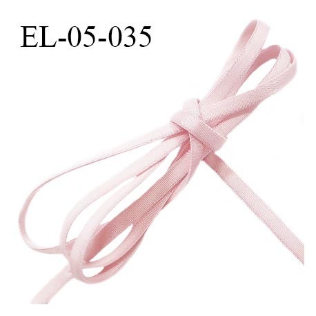 Elastique 5 mm lingerie haut de gamme fabriqué en France couleur rose pâle satiné largeur 5 mm légèrement bombé prix au mètre