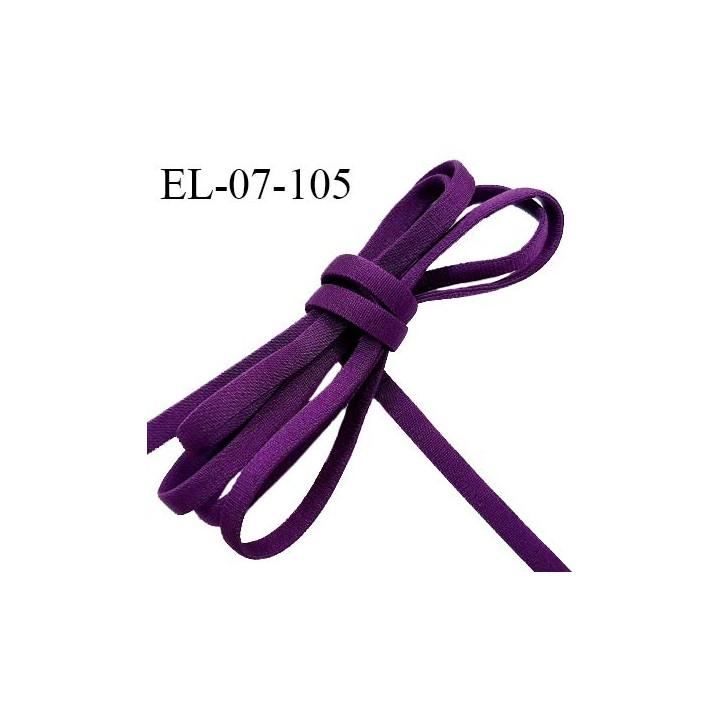 Elastique 7 mm lingerie haut de gamme fabriqué en France couleur prune satiné largeur 7 mm légèrement bombé prix au mètre