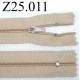 fermeture éclair longueur 25 cm couleur beige non séparable zip nylon largeur 2,5 cm