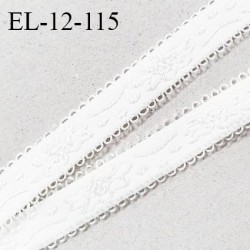 Elastique picot 12 mm lingerie haut de gamme couleur naturel avec motifs fabriqué en France prix au mètre