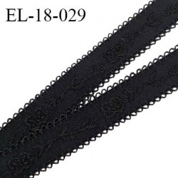 Elastique picot 18 mm lingerie haut de gamme couleur noir avec motifs fabriqué en France prix au mètre