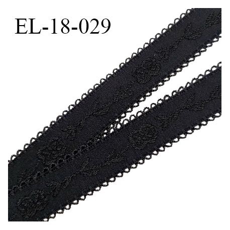 Elastique picot 18 mm lingerie haut de gamme couleur noir avec motifs fabriqué en France prix au mètre