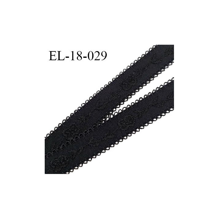 Elastique picot 18 mm lingerie haut de gamme couleur noir avec motifs fabriqué en France prix au mètre