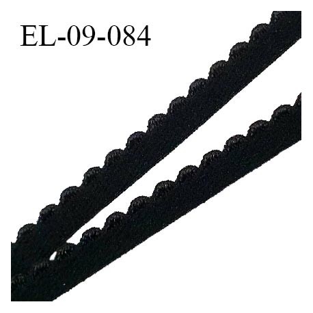 Elastique picot 9 mm lingerie haut de gamme couleur noir élastique souple fabriqué France grande marque prix au mètre