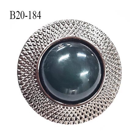 Bouton 20 mm pvc couleur pierre et acier brillant diamètre 20 mm épaisseur 8 mm accroche au dos avec un anneau prix à l'unité