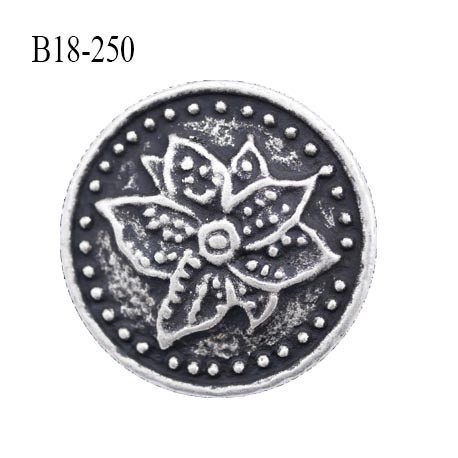Bouton métal 18 mm couleur argent vieilli et noir diamètre 18 mm accroche avec un anneau prix à l'unité