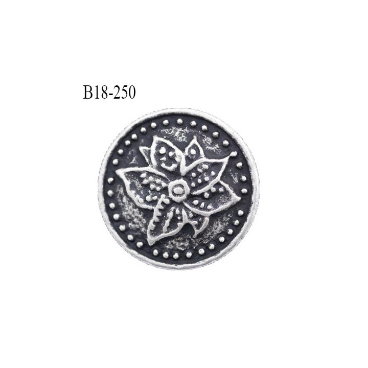 Bouton métal 18 mm couleur argent vieilli et noir diamètre 18 mm accroche avec un anneau prix à l'unité
