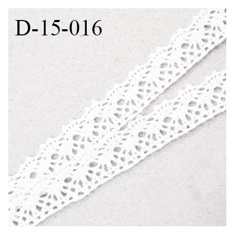 Dentelle crochet 15 mm couleur blanc largeur 15 mm prix au mètre