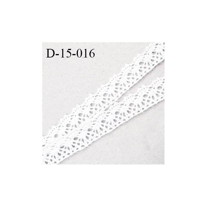 Dentelle crochet 15 mm couleur blanc largeur 15 mm prix au mètre